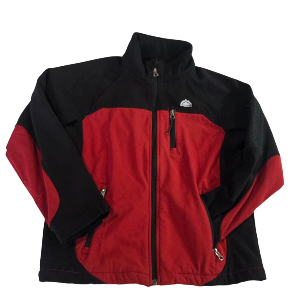 Snozu Softshell Fleece Jacket Boys Full Zip Red Black M (10/12) Long Sleeve
